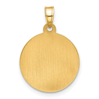 14K Yellow Gold Hollow Miraculous Mary Plain Back Medal Pendant