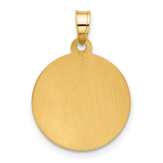 14K Yellow Gold and White Rhodium-plating Hollow Miraculous Mary Plain Back Medal Pendant