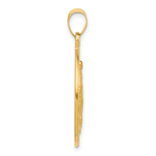 14K Yellow Gold Polished and Satin Solid Miraculous Mary Plain Back Medal Pendant XR2110