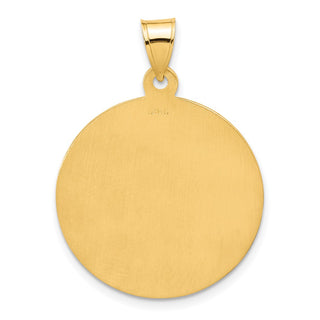 14K Yellow Gold Polished and Satin Solid Miraculous Mary Plain Back Medal Pendant XR2110