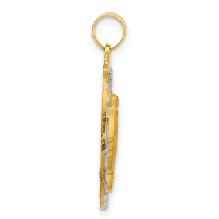 14K Yellow Gold with Rhodium-plating Satin and Polished Miraculous Medal Solid Oval Pendant XR2114