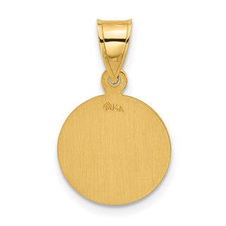 14K Yellow Gold Polished and Satin Solid Our Guardian Angel Medal Pendant