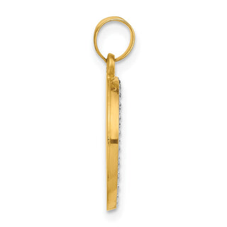 14K Yellow Gold and White Rhodium-plating Hollow Our Guardian Angel Medal Pendant