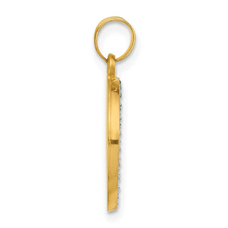 14K Yellow Gold and White Rhodium-plating Hollow Our Guardian Angel Medal Pendant