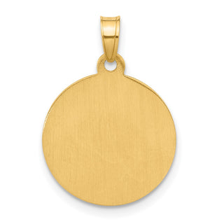 14K Yellow Gold and White Rhodium-plating Hollow Our Guardian Angel Medal Pendant