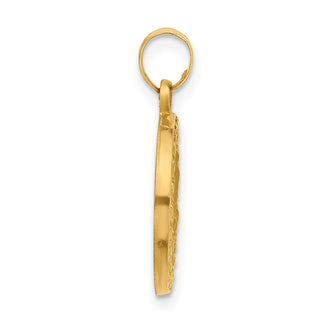 14K Yellow Gold Satin and Polished St Anthony Medal Circle Pendant