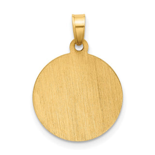 14K Yellow Gold Satin and Polished St Anthony Medal Circle Pendant