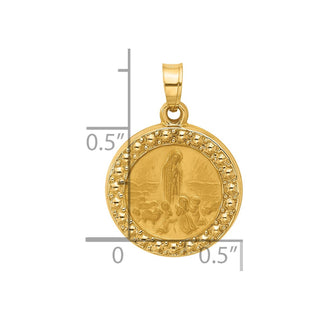 14K Yellow Gold Satin and Polished St Anthony Medal Circle Pendant