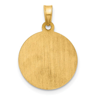 14K Yellow Gold with Rhodium-plating Satin and Polished St Anthony Medal Circle Pendant