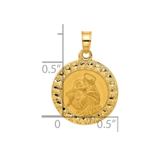 14K Yellow Gold Polished Hollow St Anthony Medal Pendant