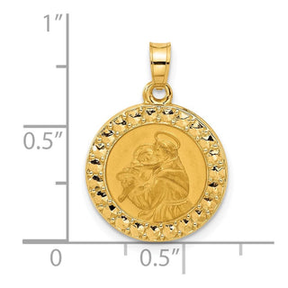 14K Yellow Gold Polished Hollow St Anthony Medal Pendant
