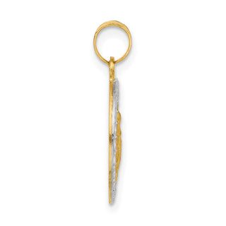 14K Yellow Gold with White Rhodium-plating Hollow St. Anthony Medal Pendant