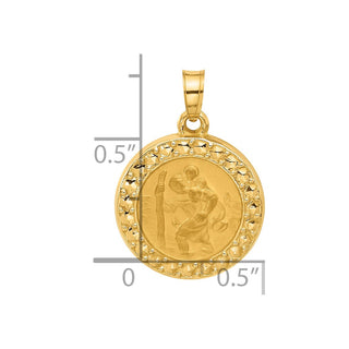 14K Yellow Gold Hollow St. Christopher Medal Pendant