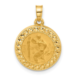 14K Yellow Gold Hollow St. Christopher Medal Pendant