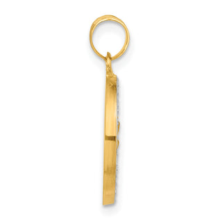 14K Yellow Gold with White Rhodium-plating Hollow St. Christopher Medal Pendant
