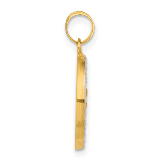 14K Yellow Gold with White Rhodium-plating Hollow St. Christopher Medal Pendant