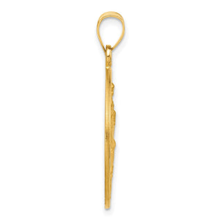 14K Yellow Gold Polished and Satin Solid St. Christopher Medal Pendant