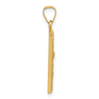 14K Yellow Gold Rectangular Hollow St. Christopher Medal Pendant