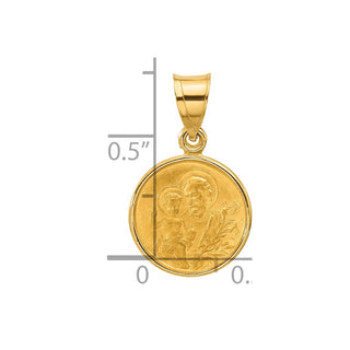 14K Yellow Gold Polished and Satin Solid St Joseph Medal Pendant XR2141