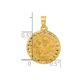 14K Yellow Gold Hollow St. Joseph Medal Pendant