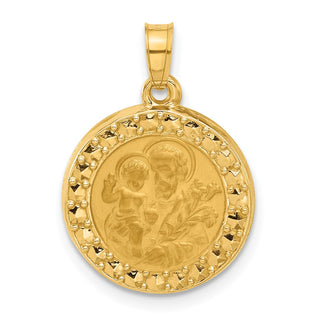 14K Yellow Gold Hollow St. Joseph Medal Pendant