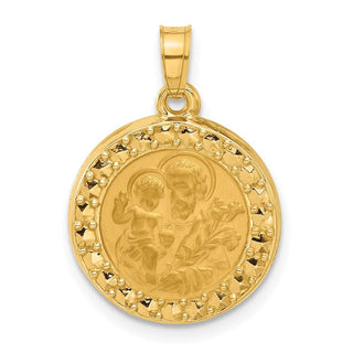 14K Yellow Gold Hollow St. Joseph Medal Pendant