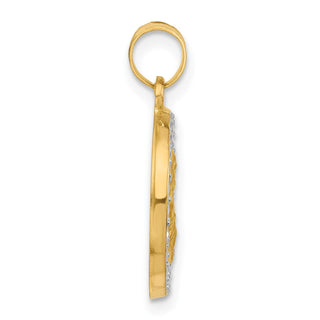 14K Yellow Gold with White Rhodium-plating Hollow St. Joseph Medal Pendant
