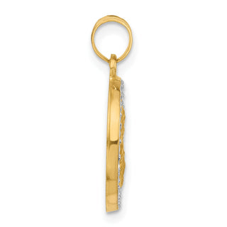 14K Yellow Gold with White Rhodium-plating Hollow St. Joseph Medal Pendant
