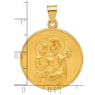 14K Yellow Gold Polished and Satin Solid St Joseph Medal Pendant XR2144