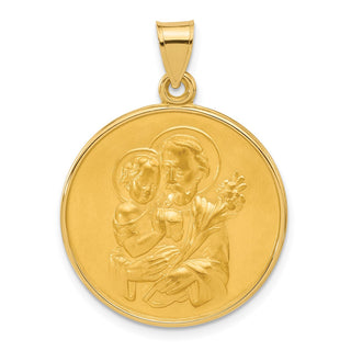 14K Yellow Gold Polished and Satin Solid St Joseph Medal Pendant XR2144