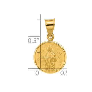 14K Yellow Gold Polished and Satin Solid St Jude Thaddeus Medal Pendant XR2145