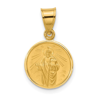 14K Yellow Gold Polished and Satin Solid St Jude Thaddeus Medal Pendant XR2145