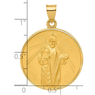 14K Yellow Gold Polished and Satin Solid St Jude Thaddeus Medal Pendant XR2148