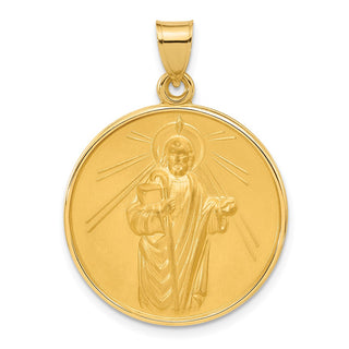 14K Yellow Gold Polished and Satin Solid St Jude Thaddeus Medal Pendant XR2148