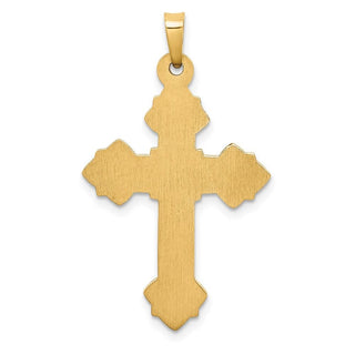 14k Yellow Gold Budded Hollow Cross Pendant