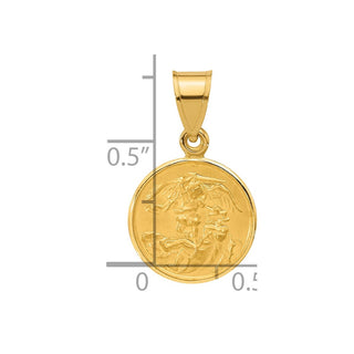 14K Yellow Gold Polished and Satin Solid St. Michael Medal Pendant XR2150