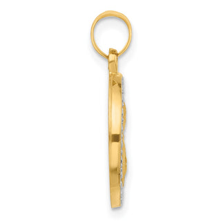 14K Yellow Gold with Rhodium-plating Hollow St. Theresa Pendant