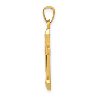 14k Yellow and White Gold Hollow Latin Cross Pendant