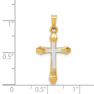 14k Yellow and White Gold Hollow Latin Cross Pendant