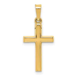 14k Yellow Gold Diamond-cut Small Hollow Cross Pendant