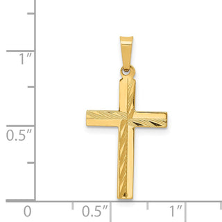 14k Yellow Gold Diamond-Cut Hollow Cross Pendant