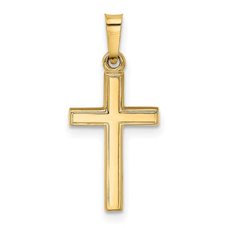 14k Yellow Gold Small Hollow Cross Pendant