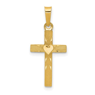 14k Yellow Gold Small Hollow Cross Pendant