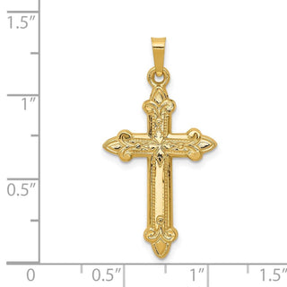 14k Yellow Gold Fleur De Lis Cross Pendant XR261