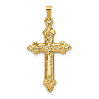 14k Yellow Gold Fleur De Lis Cross Pendant XR261