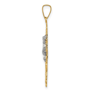 14k Yellow and White Gold Cara Vaca Crucifix Pendant XR281