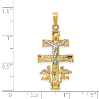 14k Yellow and White Gold Cara Vaca Crucifix Pendant XR281