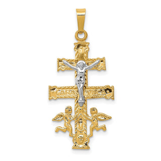 14k Yellow and White Gold Cara Vaca Crucifix Pendant XR281