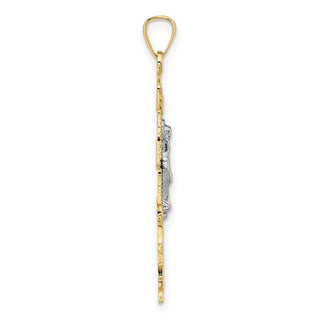 14k Yellow and White Gold Cara Vaca Crucifix Pendant XR282