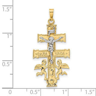 14k Yellow and White Gold Cara Vaca Crucifix Pendant XR282